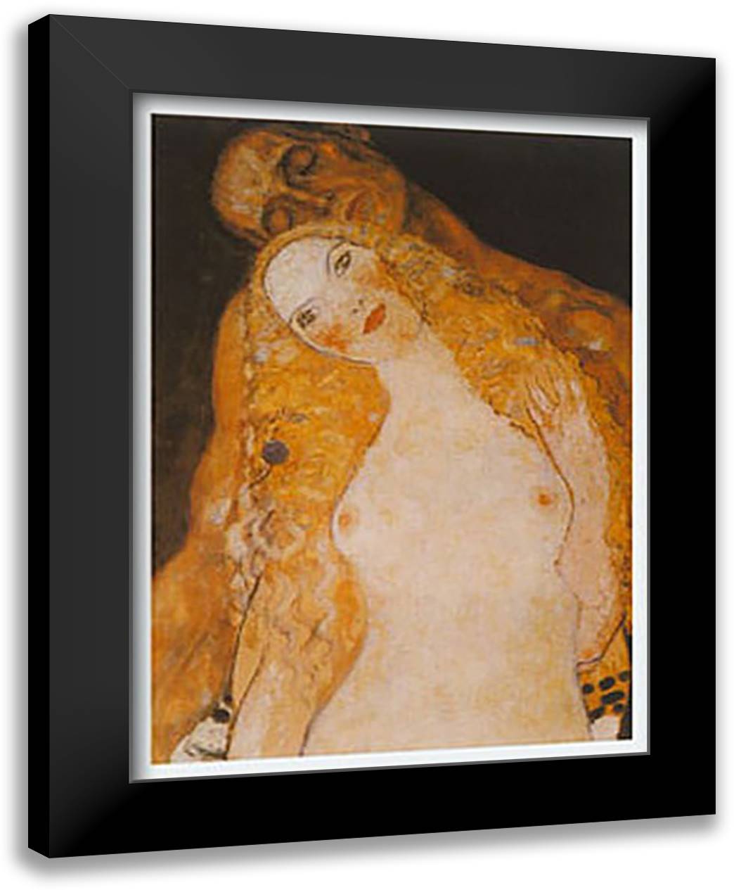 Adam and Eve 20x24 Black Modern Wood Framed Art Print Poster by Klimt, Gustav