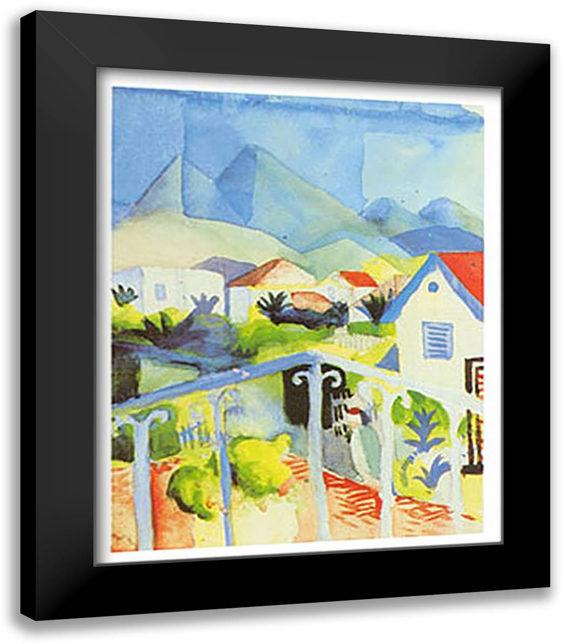 WEIBES HAUS, 1914 TUNIS 20x24 Black Modern Wood Framed Art Print Poster by Macke, August