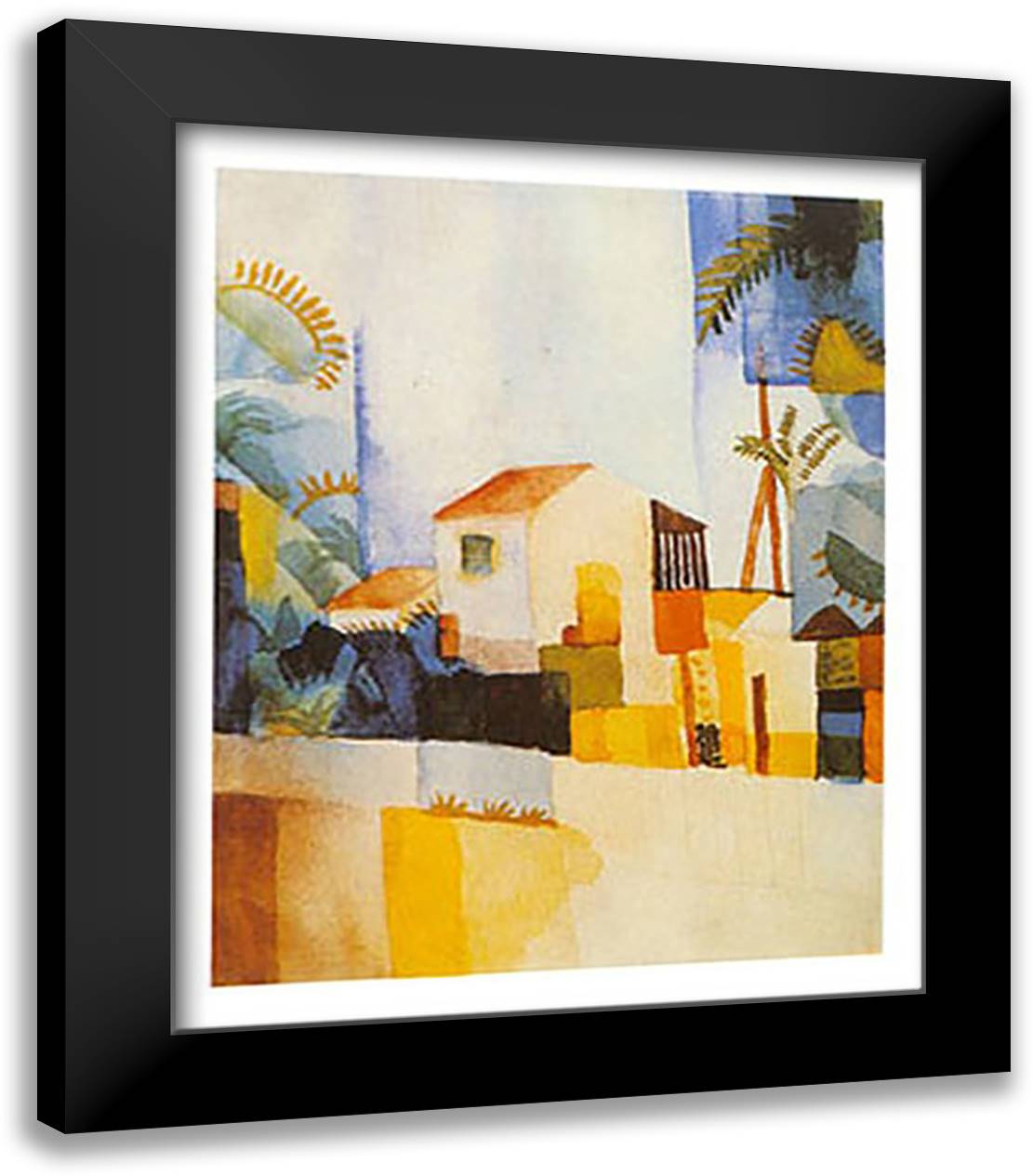 WEIBES HAUS, 1914 20x24 Black Modern Wood Framed Art Print Poster by Macke, August