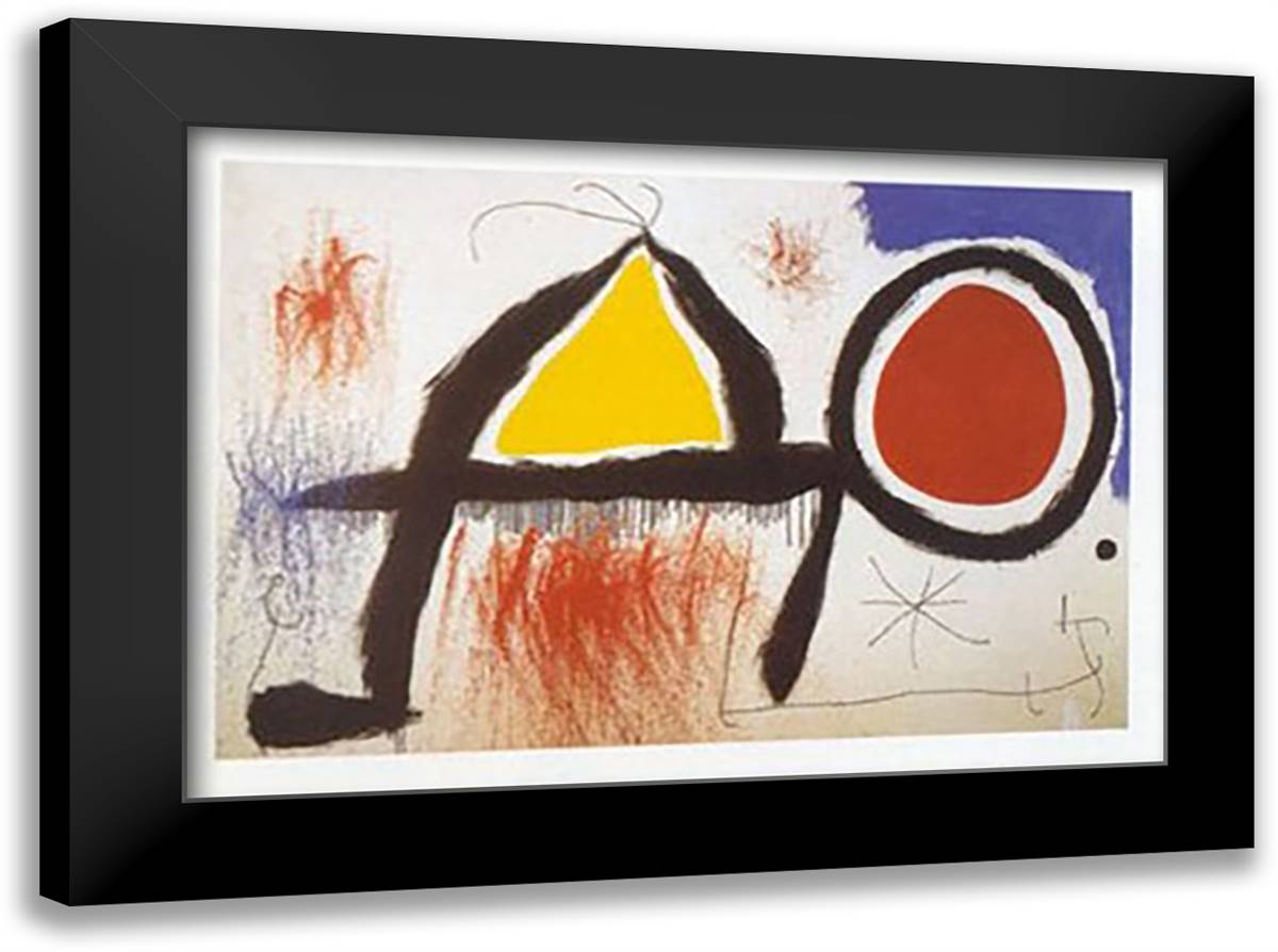 Personagge Devan Soleil 24x20 Black Modern Wood Framed Art Print Poster by Miro, Joan