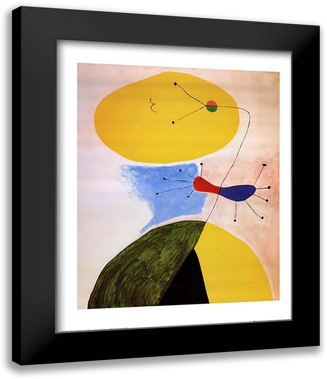 Portrait 20x24 Black Modern Wood Framed Art Print Poster by Miro, Joan