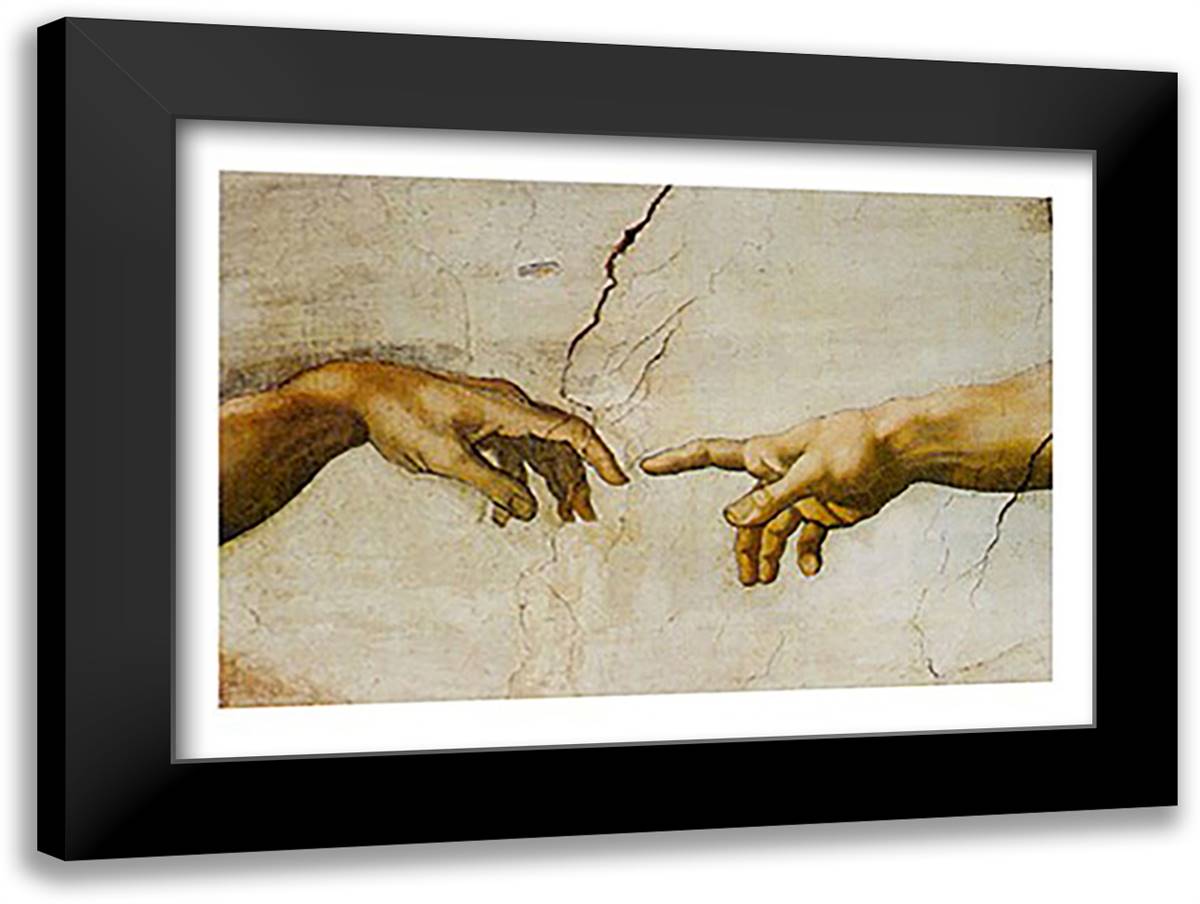 LA CREAZIONE 24x20 Black Modern Wood Framed Art Print Poster by Michelangelo