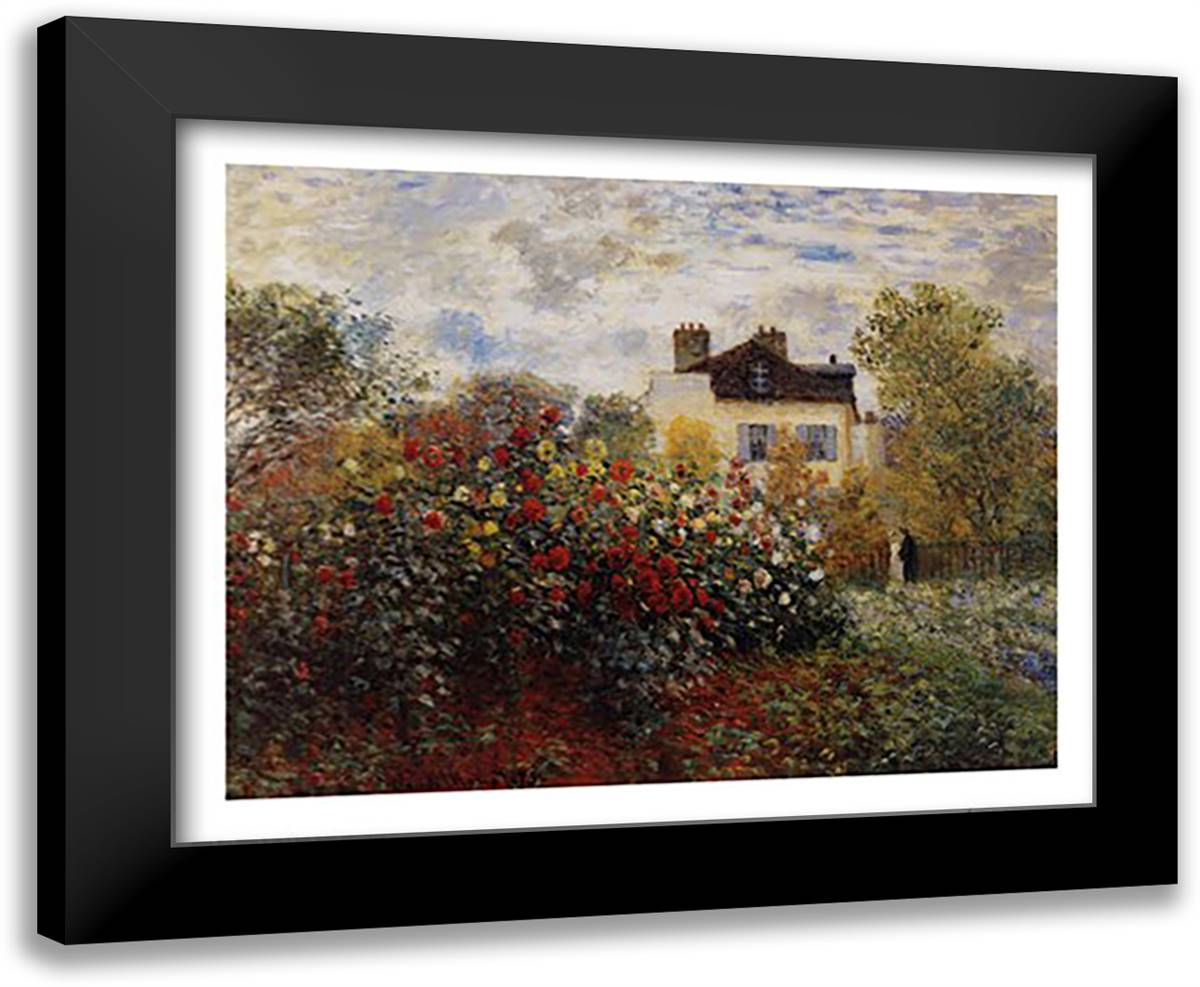 The Artist's Garden in Argenteuil (A Corner of the Garden with Dahlias), c.1873 24x20 Black Modern Wood Framed Art Print Poster by Monet, Claude