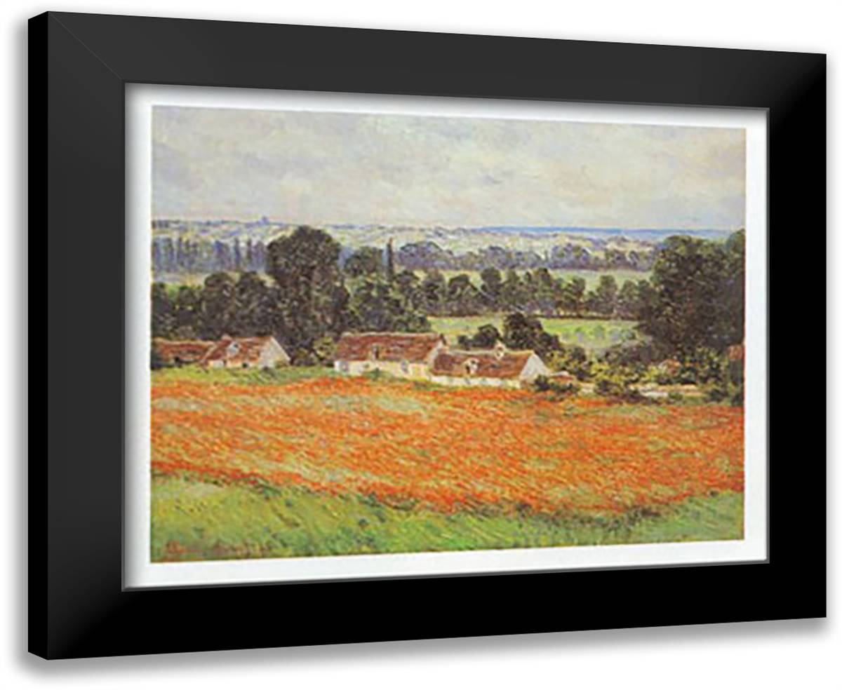 CAMPO DI PAPAVERI 24x20 Black Modern Wood Framed Art Print Poster by Monet, Claude