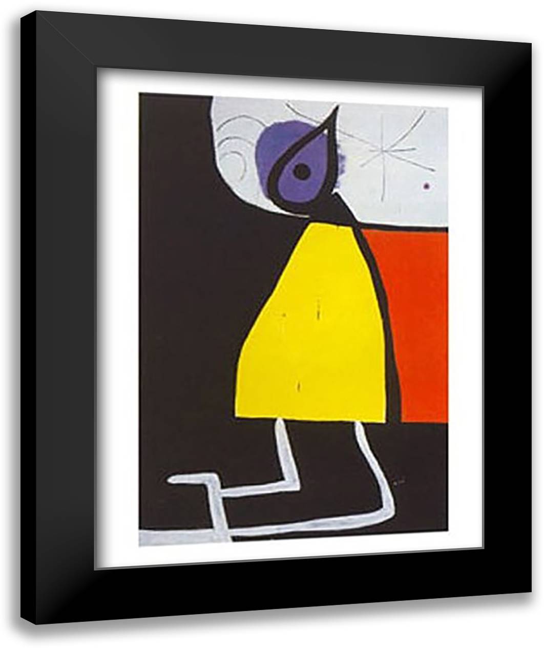 Dona en la Nit 20x24 Black Modern Wood Framed Art Print Poster by Miro, Joan