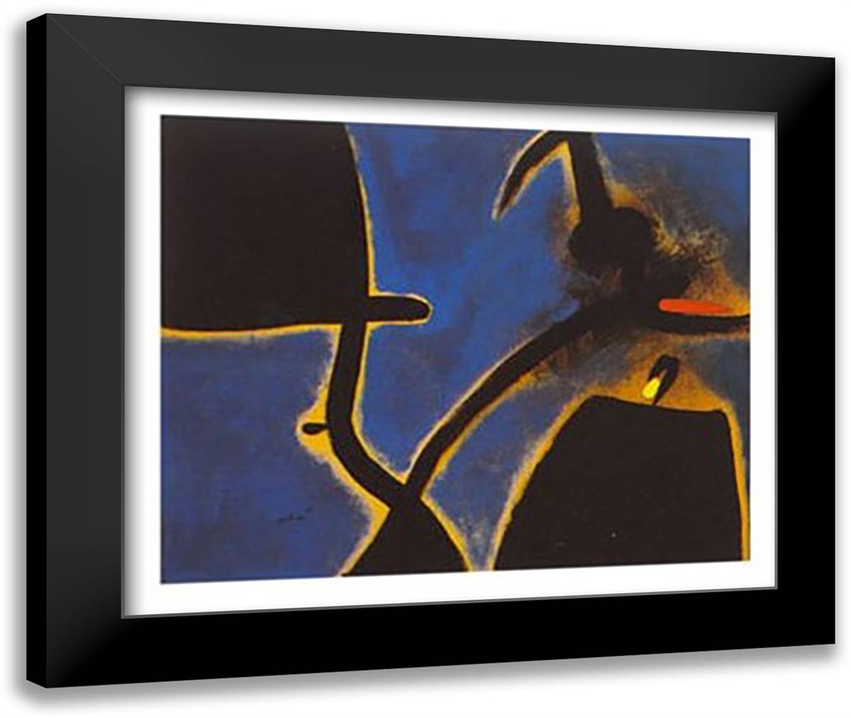 Dones, Ocell 24x20 Black Modern Wood Framed Art Print Poster by Miro, Joan