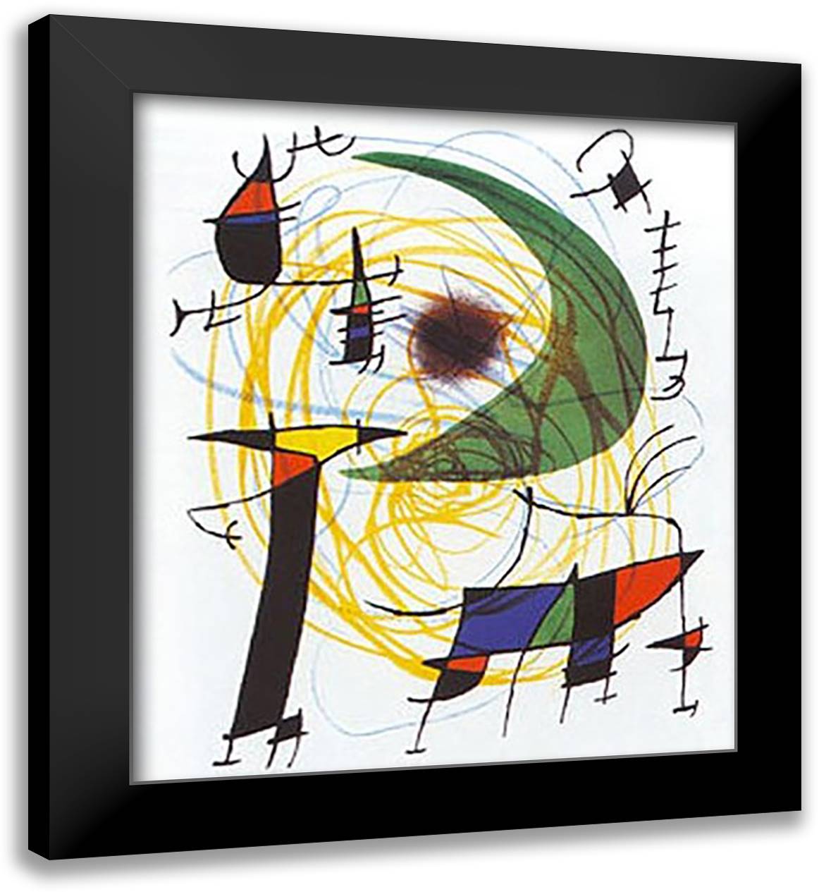 La Lune Verte 20x24 Black Modern Wood Framed Art Print Poster by Miro, Joan