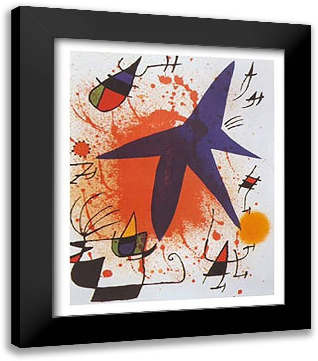 L'Etoile Bleu 20x24 Black Modern Wood Framed Art Print Poster by Miro, Joan