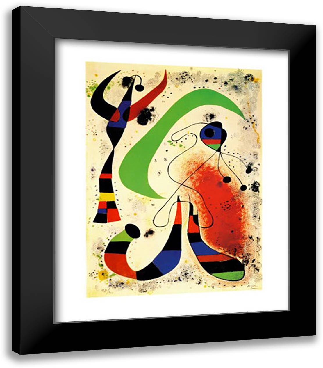 LA NUIT 20x24 Black Modern Wood Framed Art Print Poster by Miro, Joan
