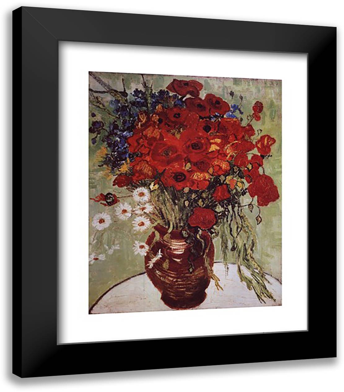 Red Poppies and Daisies, c.1890 20x24 Black Modern Wood Framed Art Print Poster by Van Gogh, Vincent
