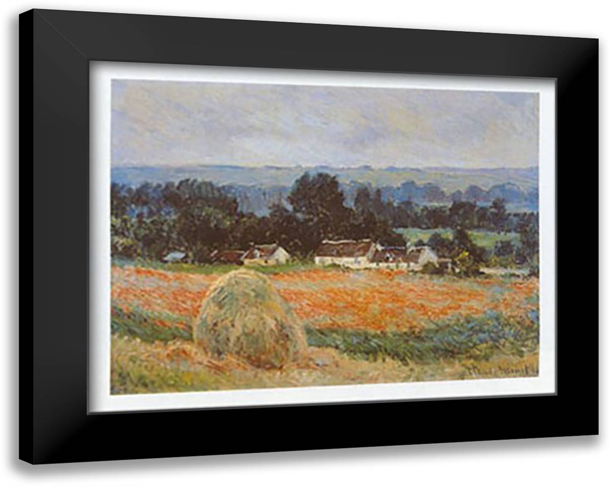 LA MEULE DE FOIN At GIVERNY 24x20 Black Modern Wood Framed Art Print Poster by Monet, Claude