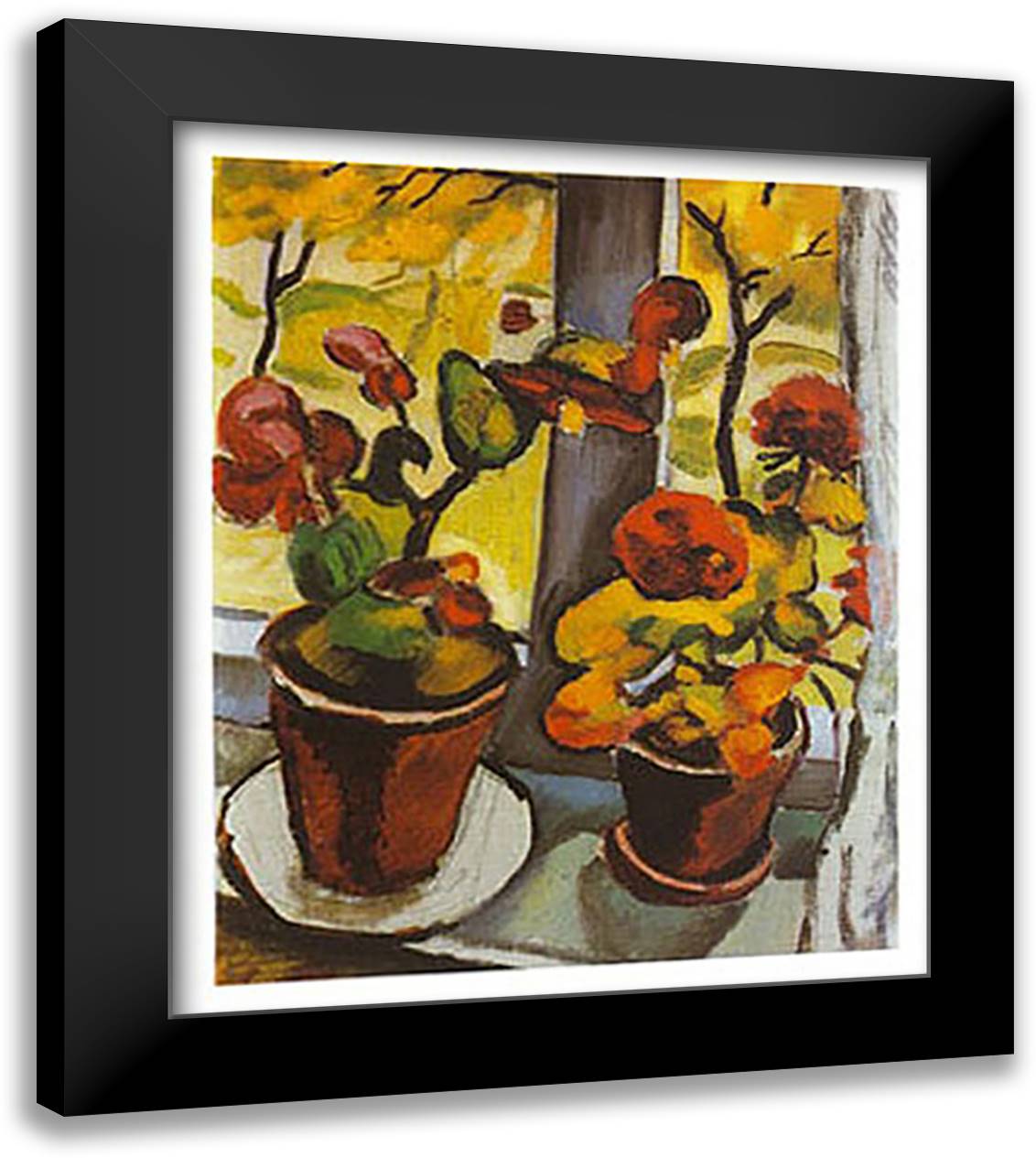 BLUMEN AM FENSTER 20x24 Black Modern Wood Framed Art Print Poster by Macke, August