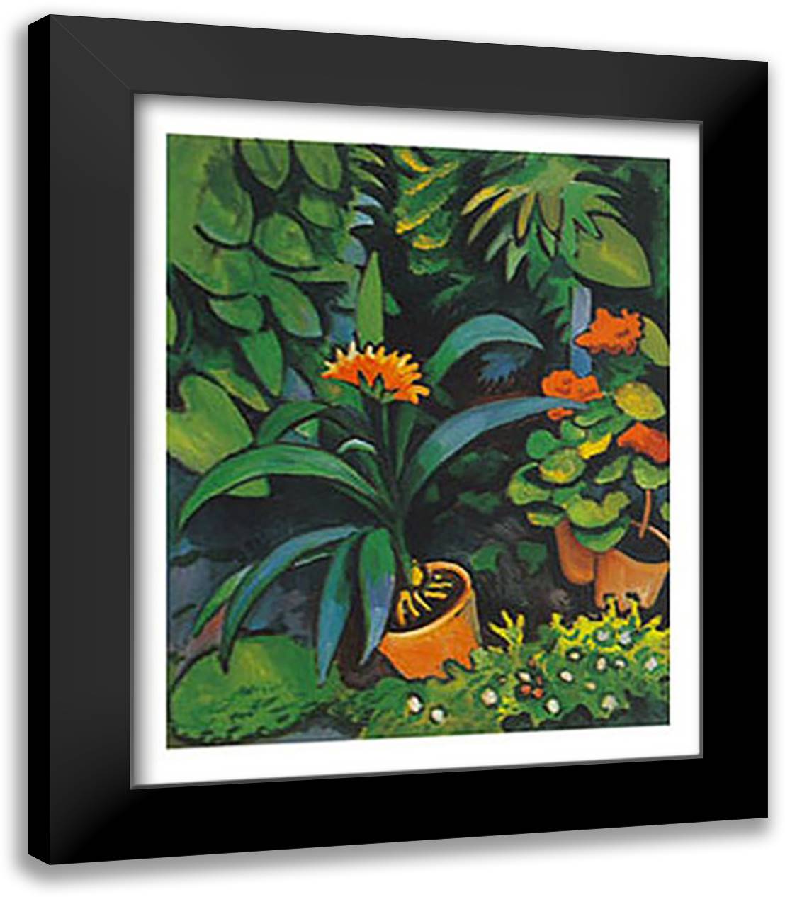 BLUMEN IN GARTEN 20x24 Black Modern Wood Framed Art Print Poster by Macke, August