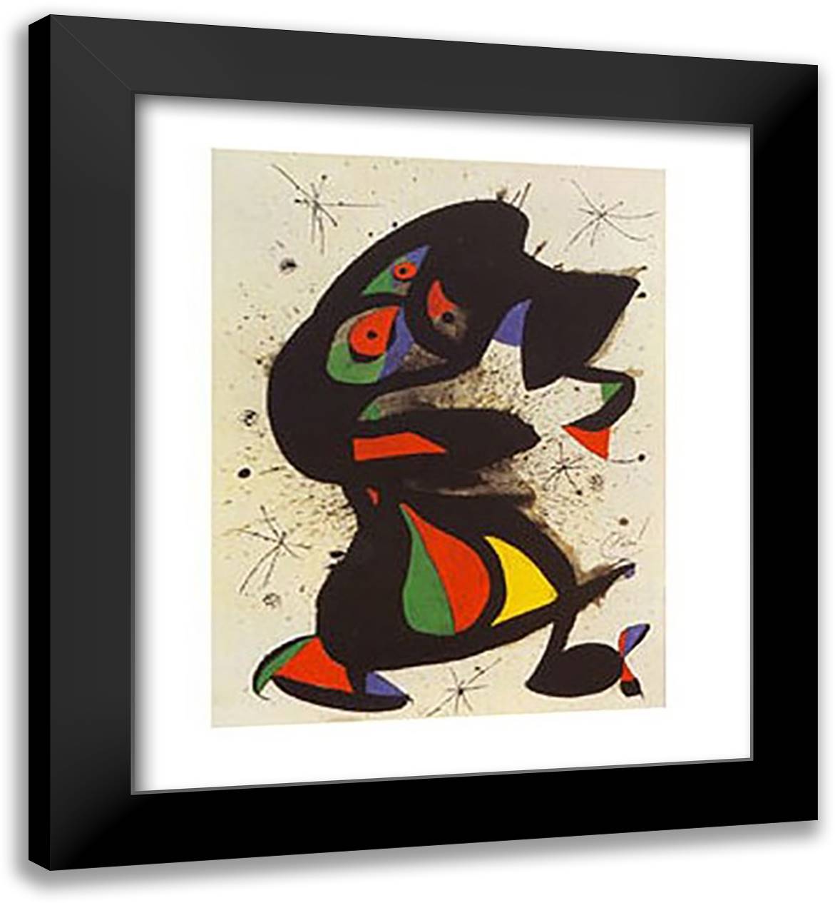 Aufrechte Figur 20x24 Black Modern Wood Framed Art Print Poster by Miro, Joan