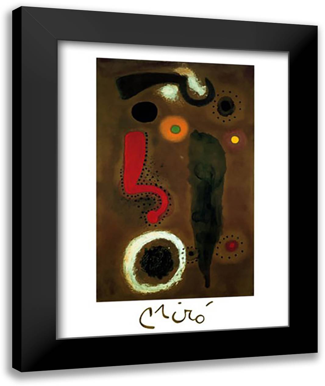 VOGEL IM RAUM 20x24 Black Modern Wood Framed Art Print Poster by Miro, Joan
