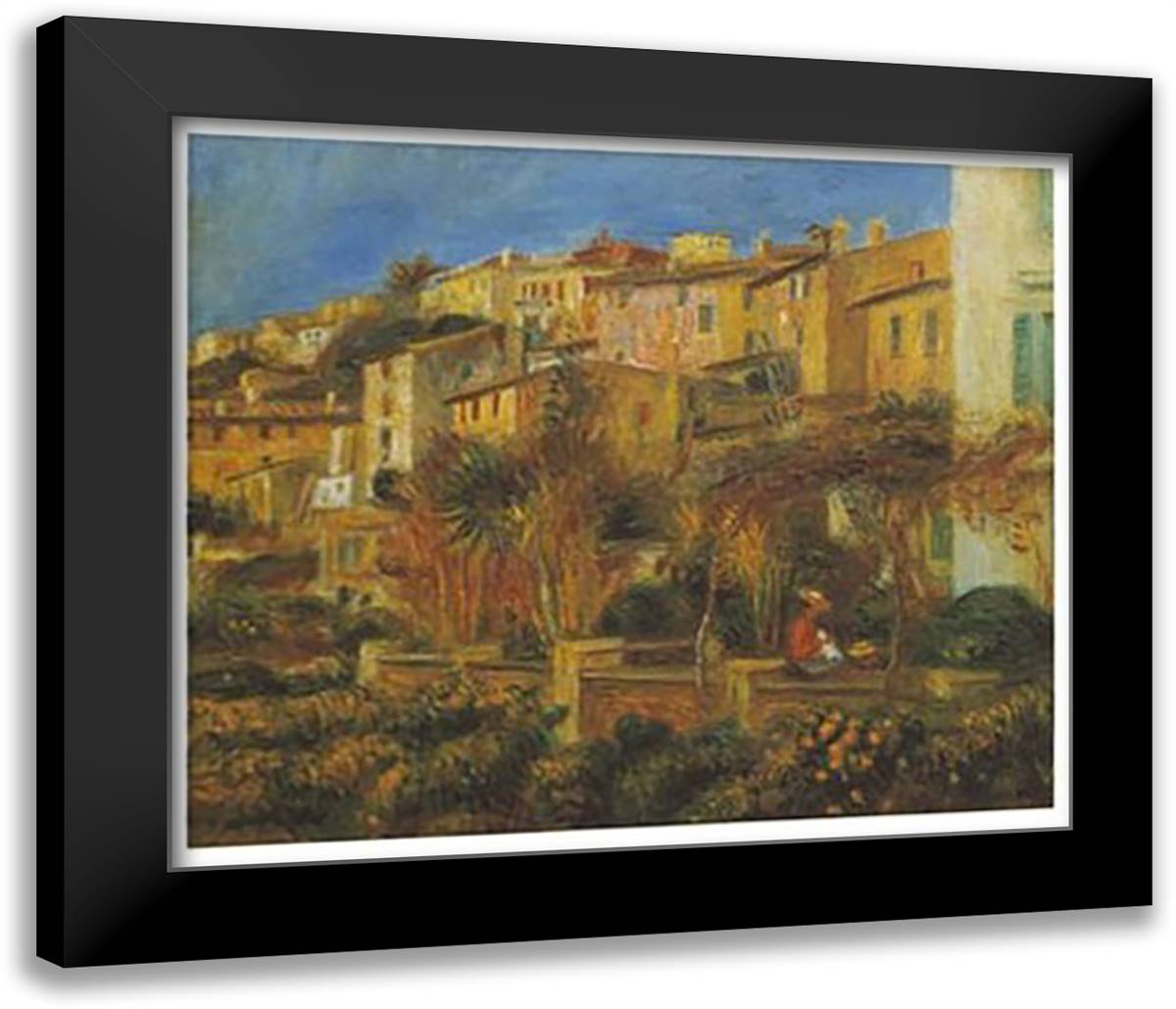 Terraces in Cagnes 24x20 Black Modern Wood Framed Art Print Poster by Renoir, Pierre-Auguste
