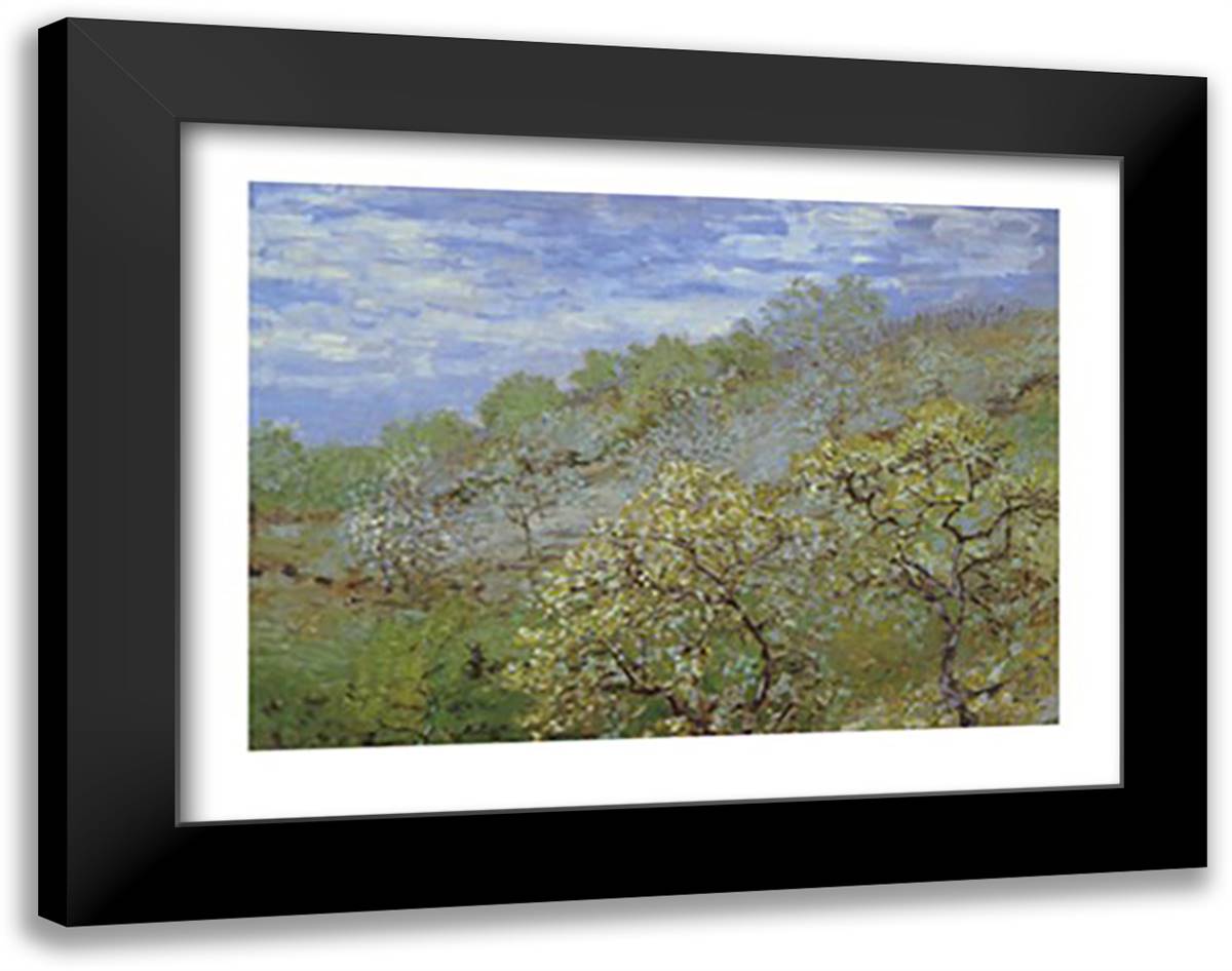 BAUME IN BLUTE 24x20 Black Modern Wood Framed Art Print Poster by Monet, Claude
