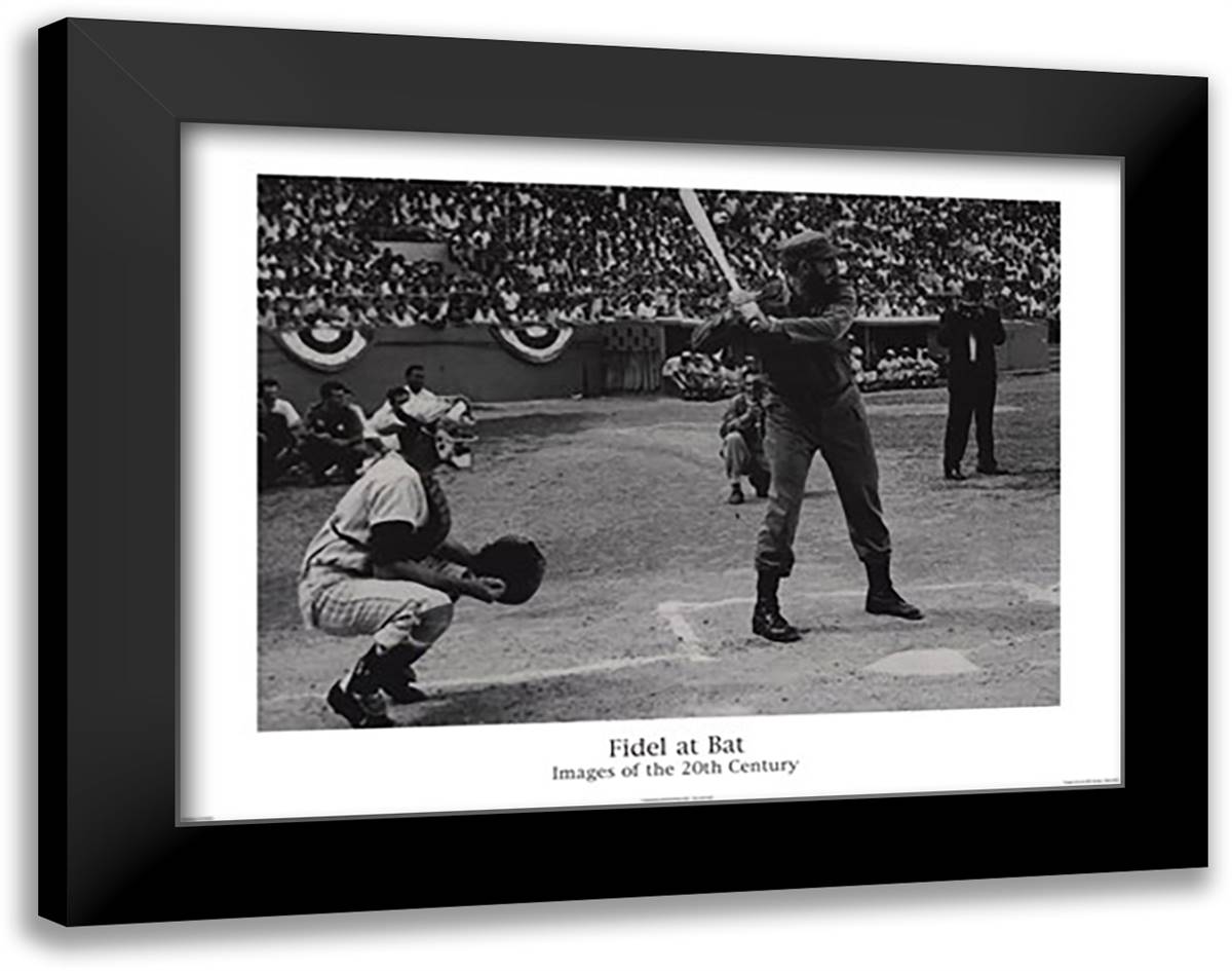 Fidel at Bat 36x28 Black Modern Wood Framed Art Print Poster by Hulton, Sir Edward