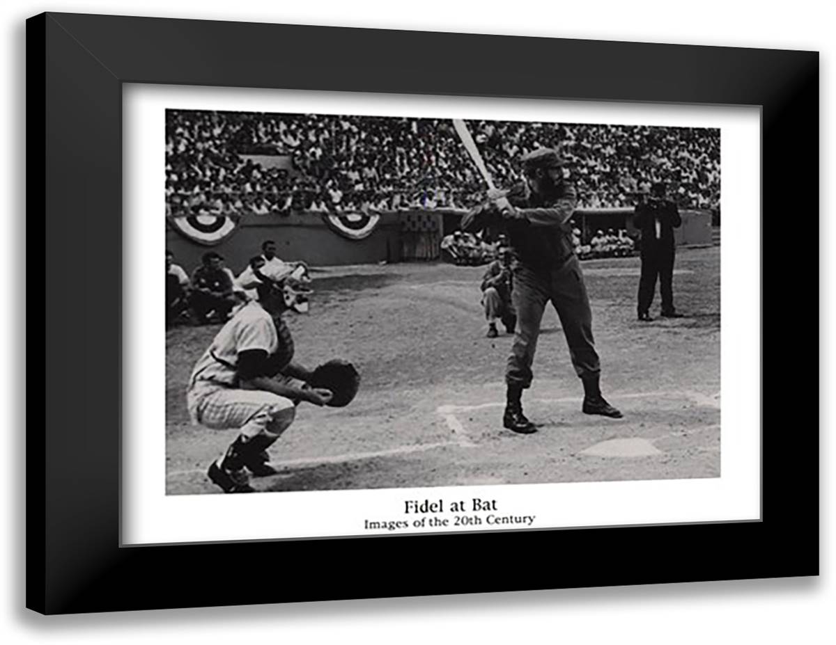 Fidel at Bat 11x9 Black Modern Wood Framed Art Print Poster by Hulton, Sir Edward