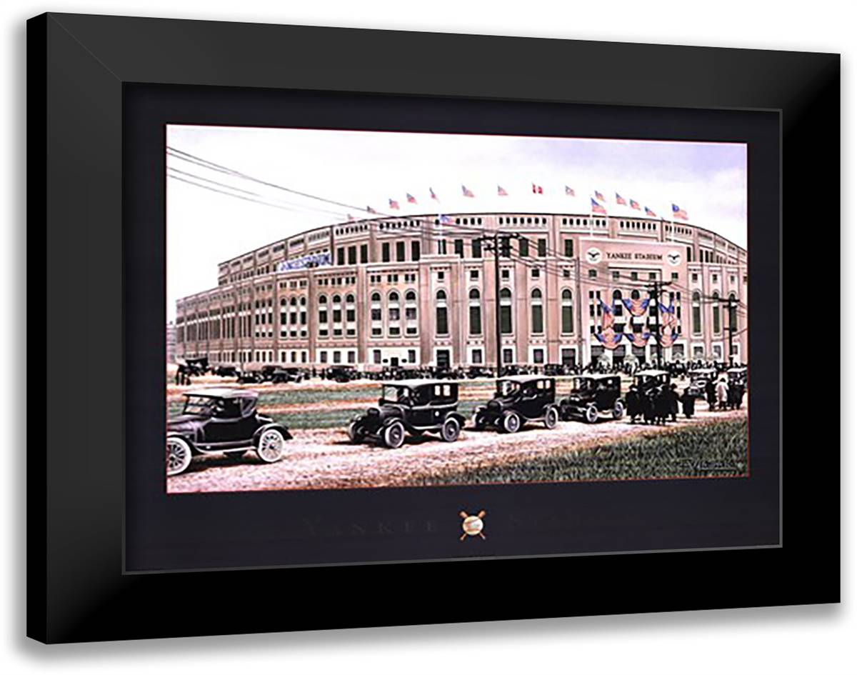 Yankee Stadium 36x28 Black Modern Wood Framed Art Print Poster by Vlasak, Darryl