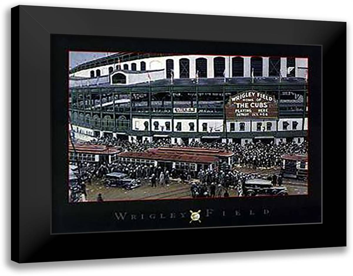 Wrigley Field 36x28 Black Modern Wood Framed Art Print Poster by Vlasak, Darryl