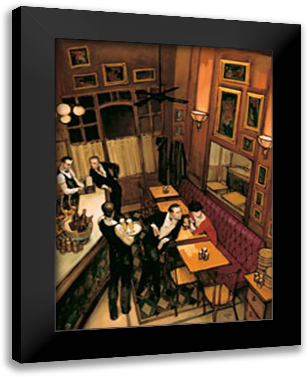 Bistro 20x24 Black Modern Wood Framed Art Print Poster by Machado, Juarez