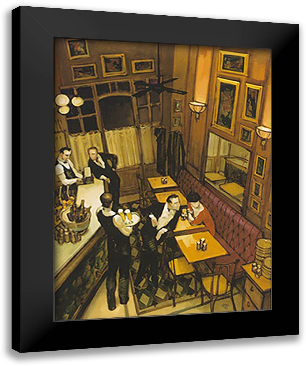 Bistro 9x11 Black Modern Wood Framed Art Print Poster by Machado, Juarez