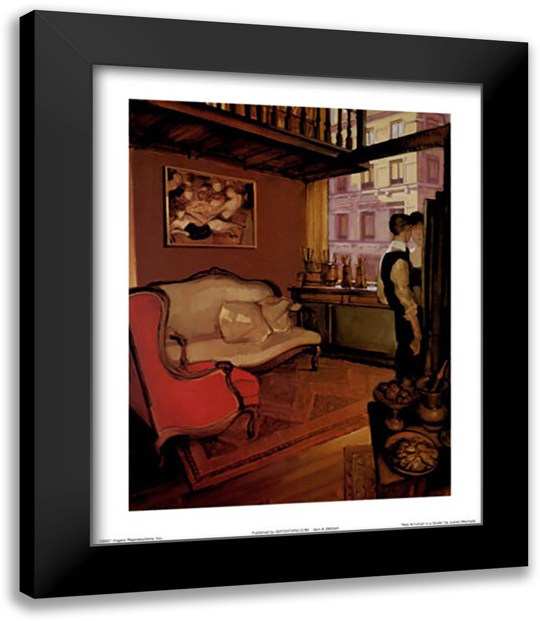 Red Armchair in a Studio 15x18 Black Modern Wood Framed Art Print Poster by Machado, Juarez