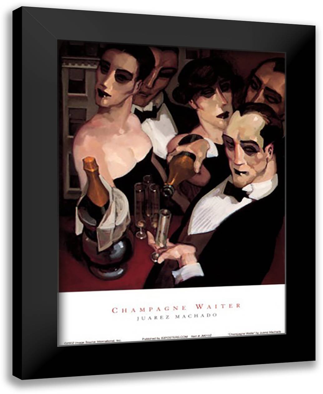 Champaign Waiter 9x11 Black Modern Wood Framed Art Print Poster by Machado, Juarez