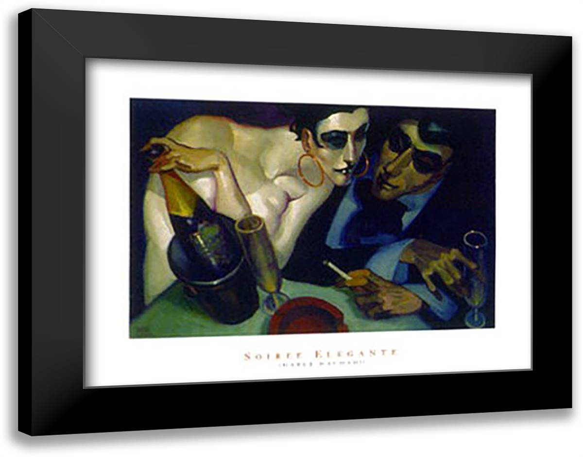 Soiree Elegante 11x9 Black Modern Wood Framed Art Print Poster by Machado, Juarez