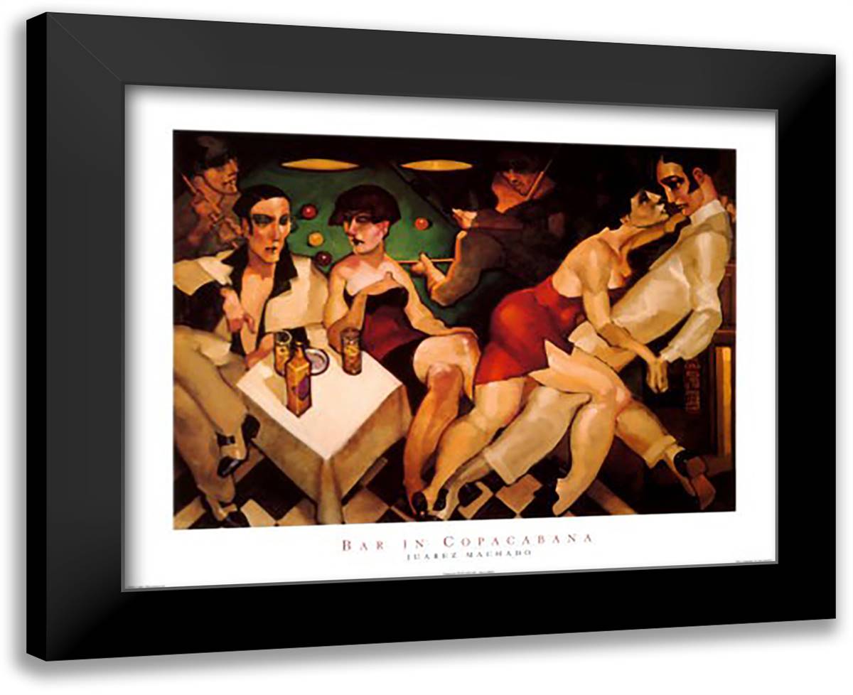 Bar in Capacabana 18x15 Black Modern Wood Framed Art Print Poster by Machado, Juarez