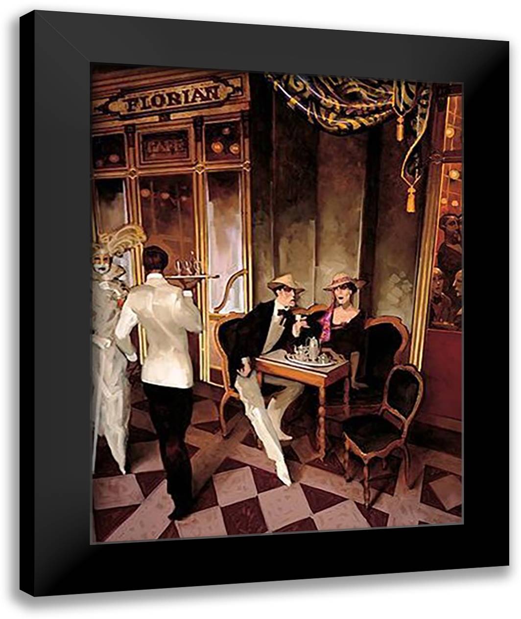 Cafe Florian (Canv) 28x36 Black Modern Wood Framed Art Print Poster by Machado, Juarez