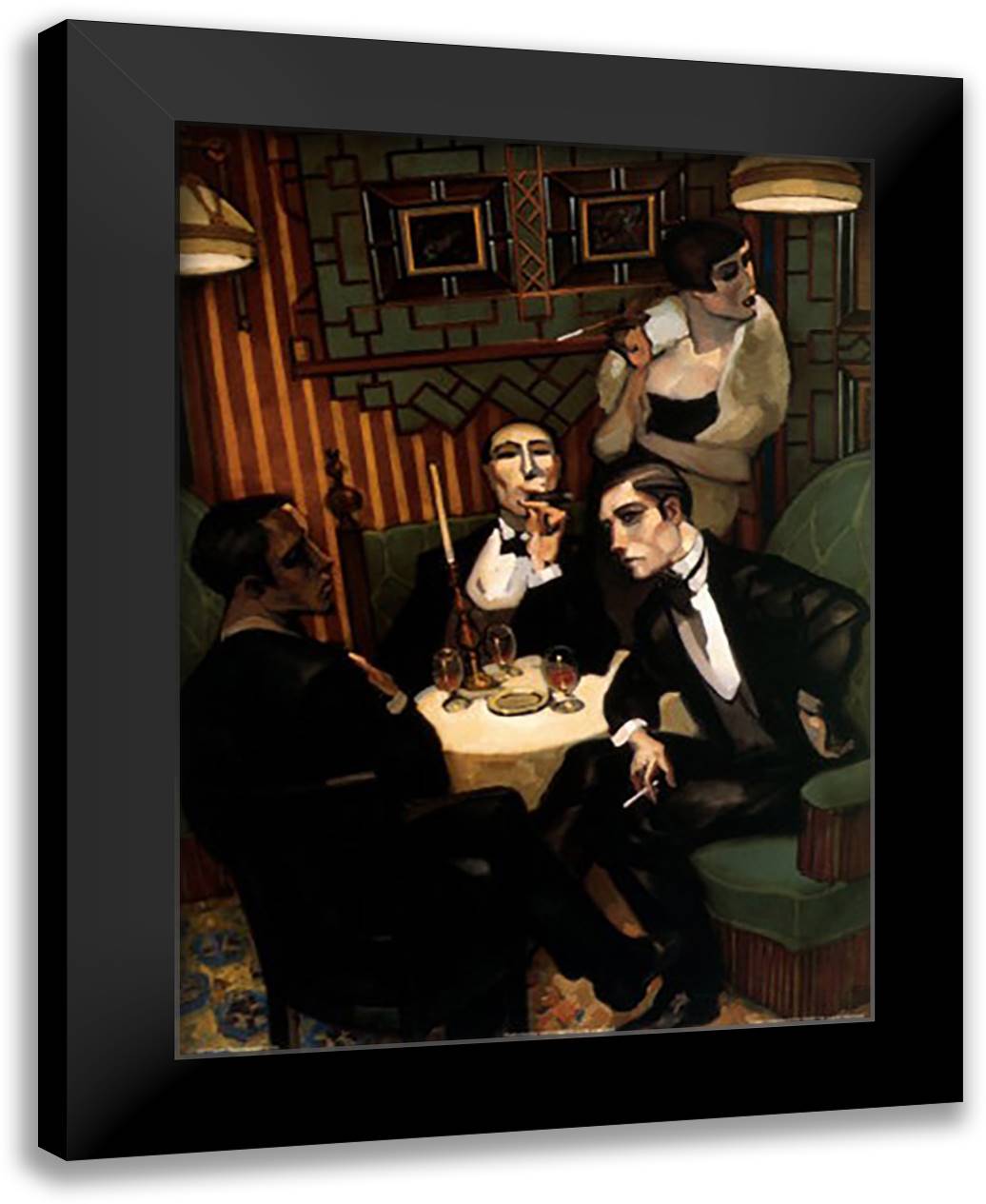Cigar, Cognac in the Salon 9x11 Black Modern Wood Framed Art Print Poster by Machado, Juarez
