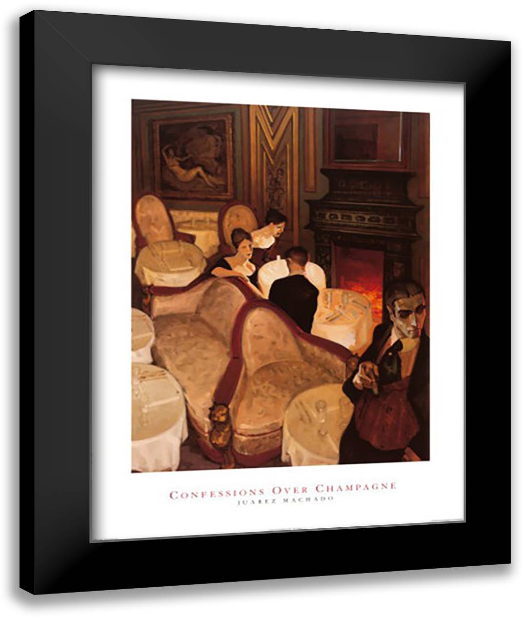 Confessions over Champagne 28x36 Black Modern Wood Framed Art Print Poster by Machado, Juarez