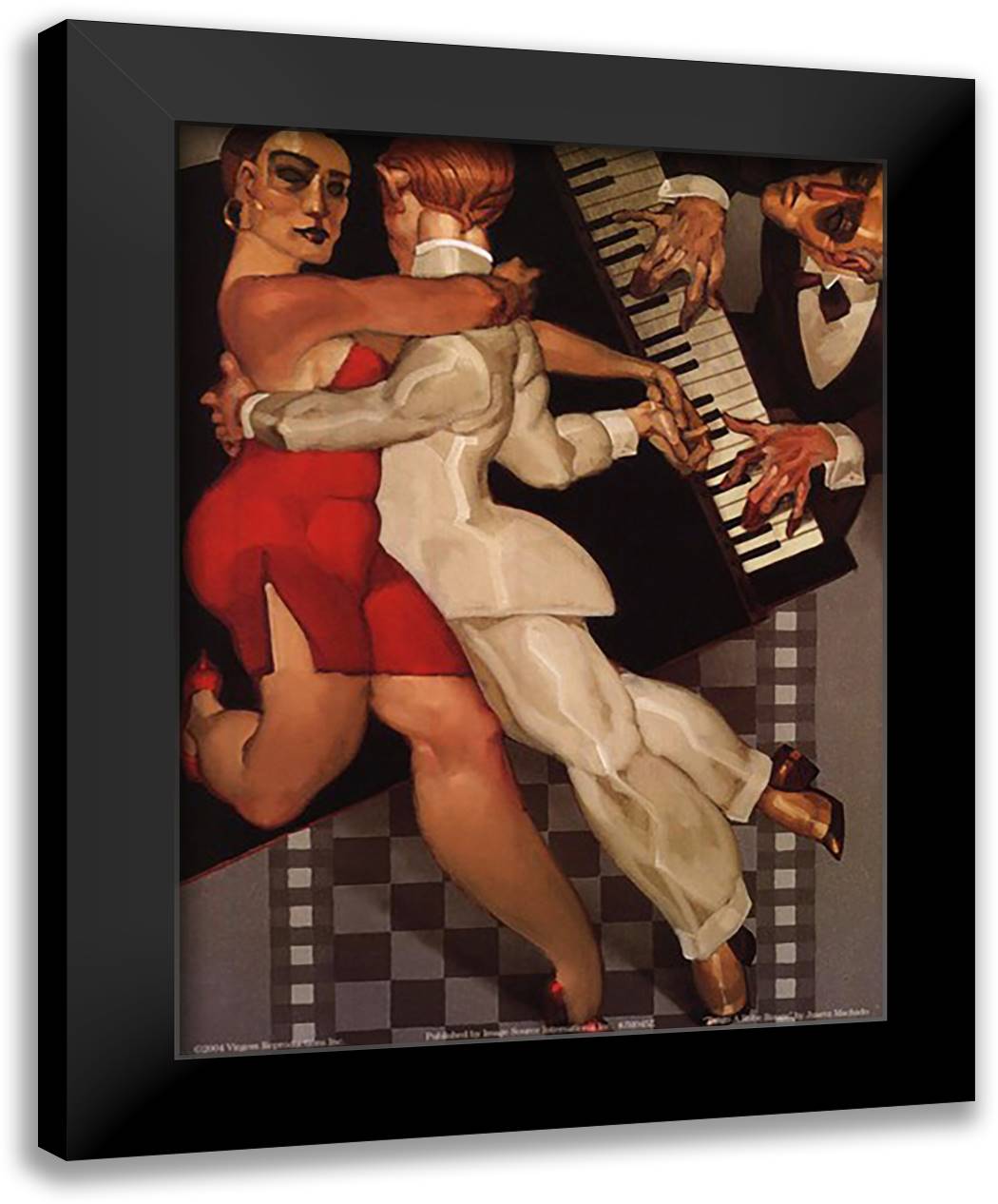 Tango a Robe Rouge 9x11 Black Modern Wood Framed Art Print Poster by Machado, Juarez