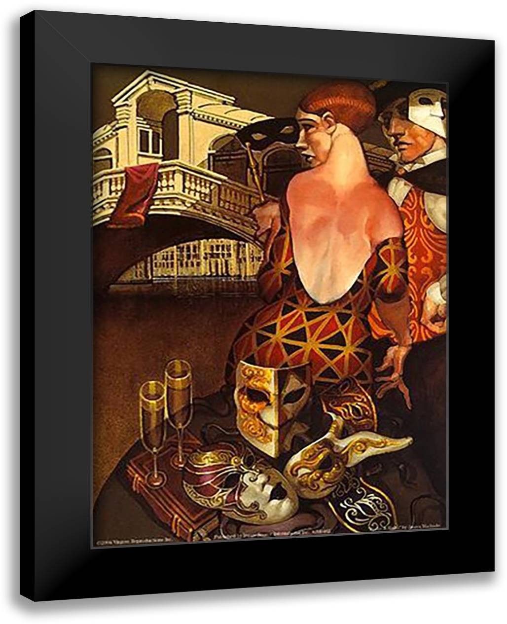 Ponte Di Rialto 13x16 Black Modern Wood Framed Art Print Poster by Machado, Juarez