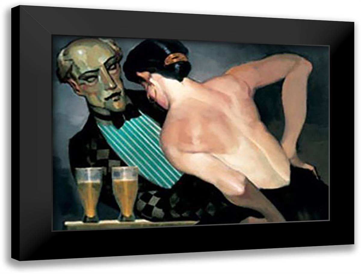 Beer Head to Head 24x20 Black Modern Wood Framed Art Print Poster by Machado, Juarez