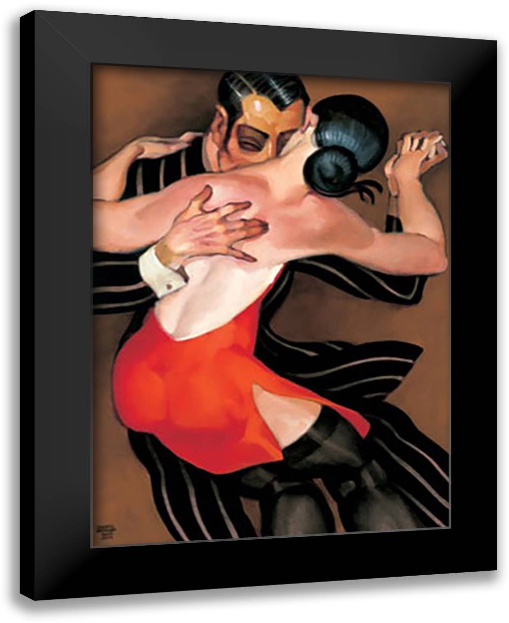 Femme au Robe Rouge 20x24 Black Modern Wood Framed Art Print Poster by Machado, Juarez