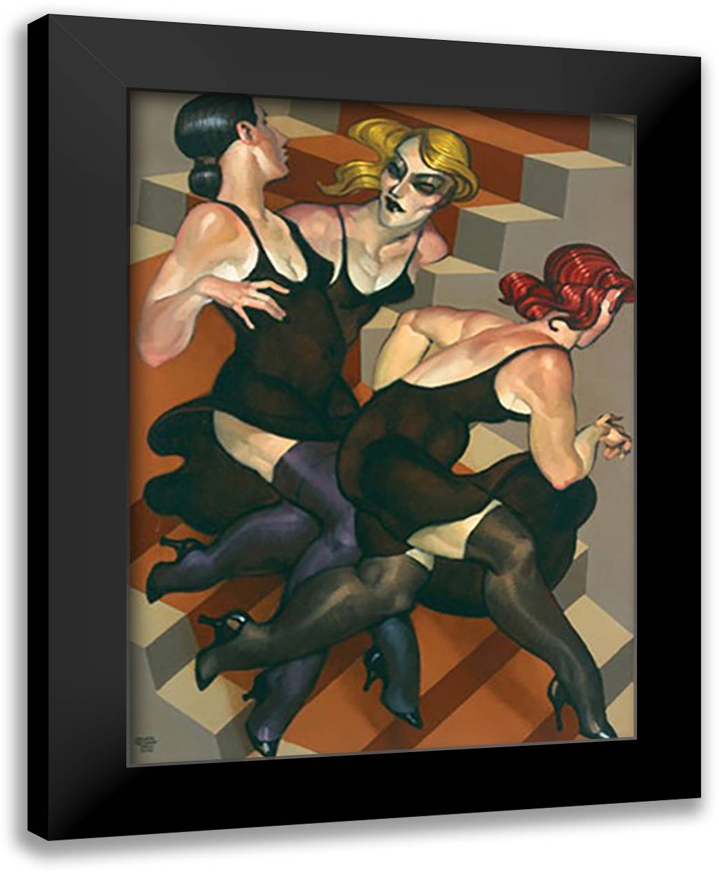 Escalier/Escadrille 9x11 Black Modern Wood Framed Art Print Poster by Machado, Juarez