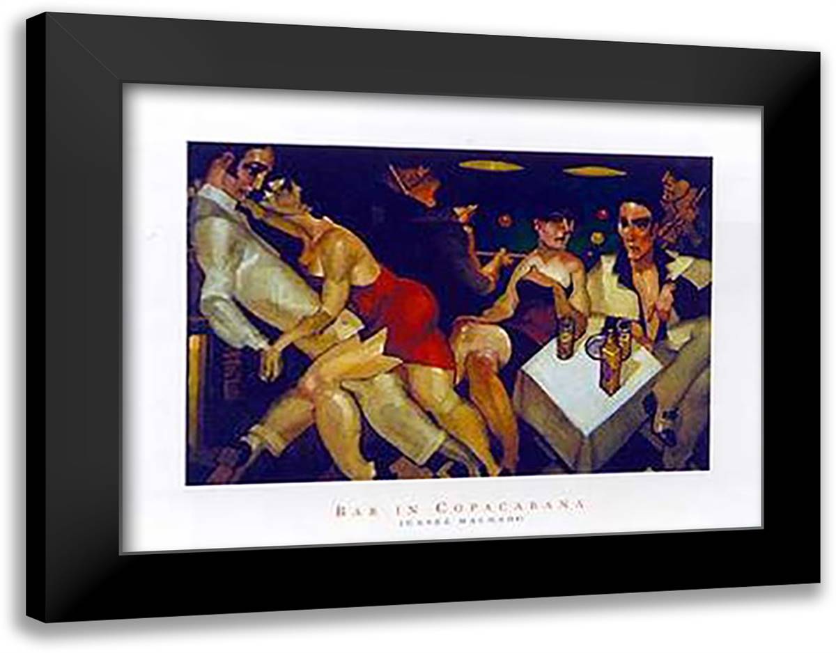 Bar in Capacabana 11x9 Black Modern Wood Framed Art Print Poster by Machado, Juarez