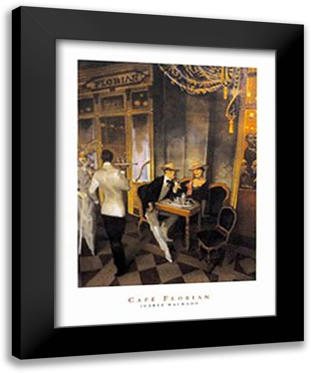 Cafe Florian 28x36 Black Modern Wood Framed Art Print Poster by Machado, Juarez