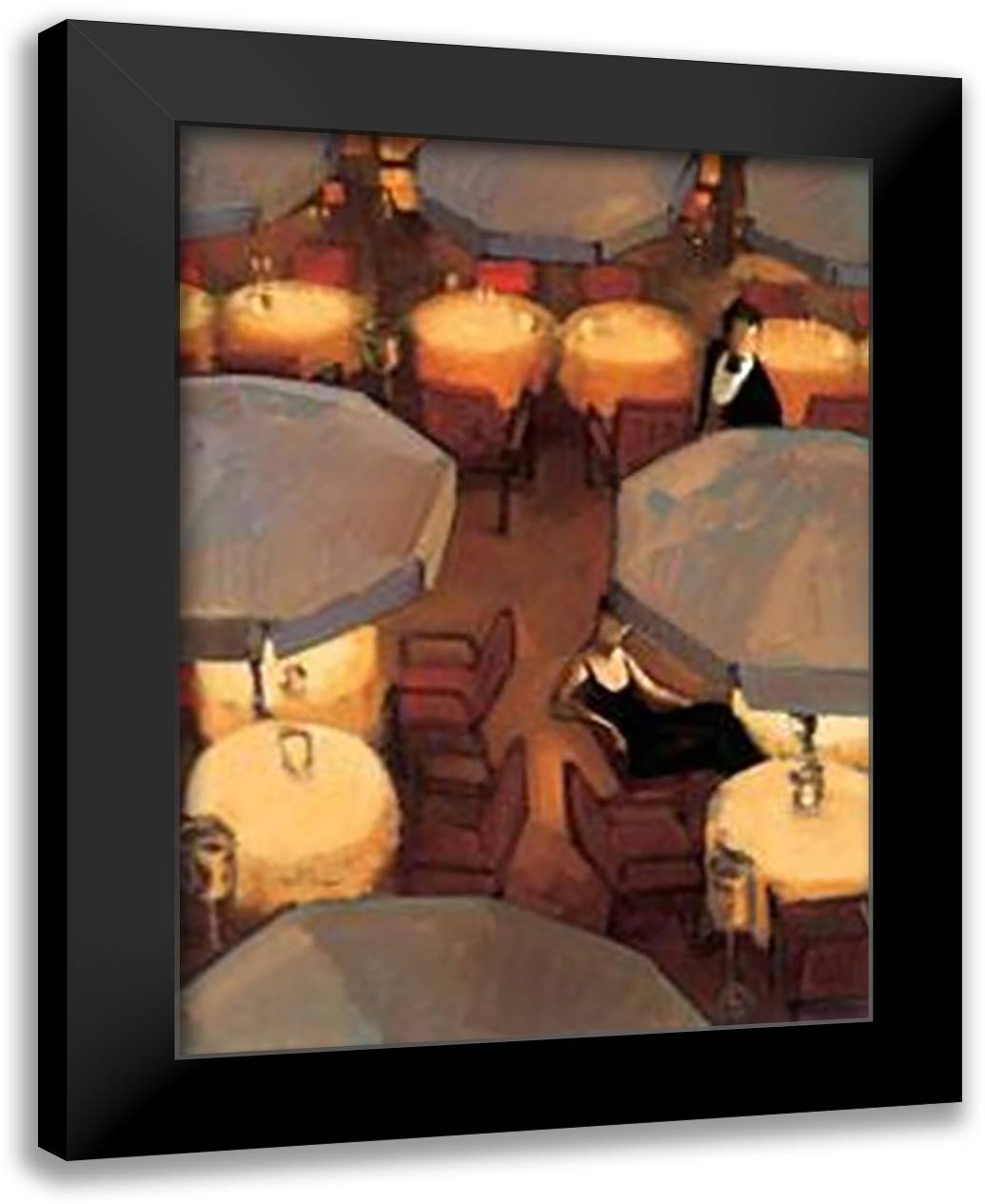 Umbrella Lights 20x24 Black Modern Wood Framed Art Print Poster by Machado, Juarez