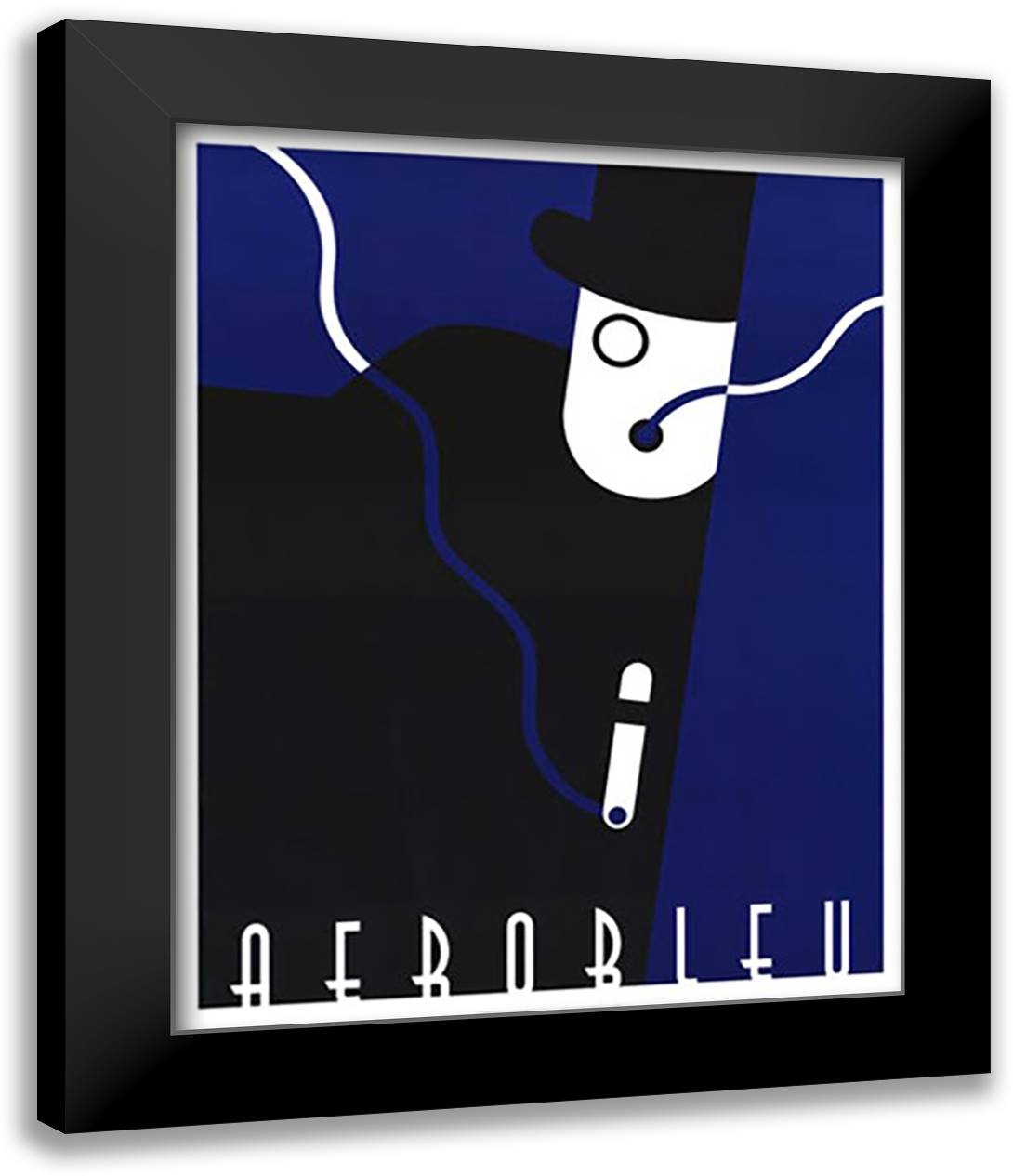 Black and Blue 28x36 Black Modern Wood Framed Art Print Poster by Aerobleu Series
