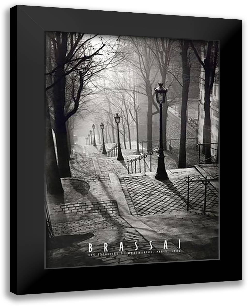 Les Escaliers de Montmartre, Paris 24x32 Black Modern Wood Framed Art Print Poster by Brassaii