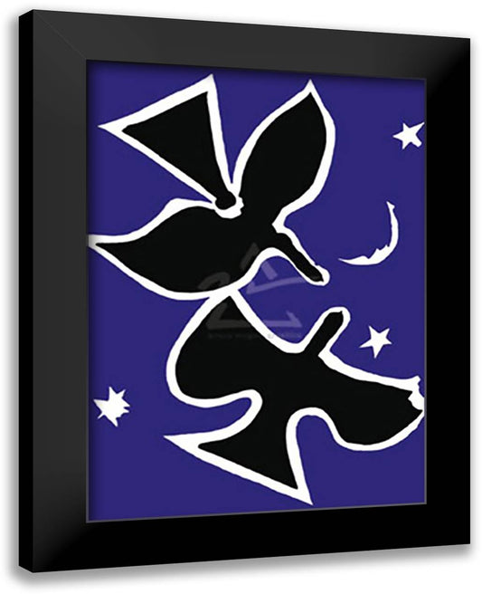 Les oiseaux 26x36 Black Modern Wood Framed Art Print Poster by Braque, Georges