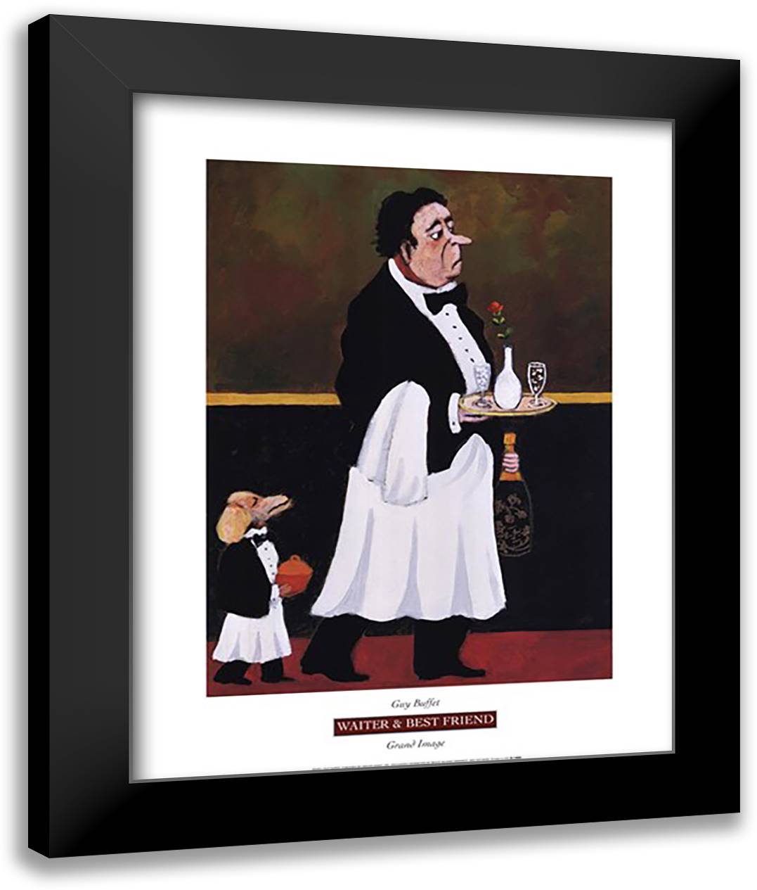 Waiter & Best Friend 20x24 Black Modern Wood Framed Art Print Poster by Buffet, Guy