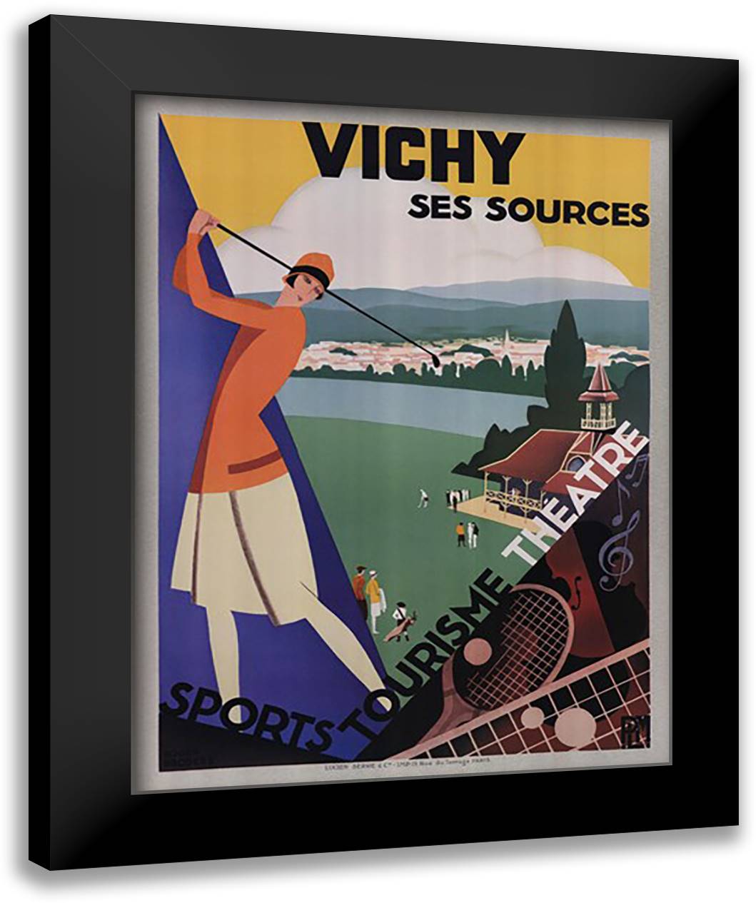 Vichy-Ses Sources 26x34 Black Modern Wood Framed Art Print Poster by Broders, Rodger
