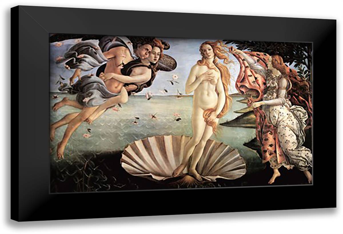 The Birth of Venus 40x28 Black Modern Wood Framed Art Print Poster by Botticelli, Sandro