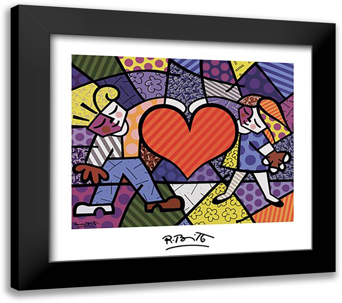 Heart Kids 32x28 Black Modern Wood Framed Art Print Poster by Britto, Romero