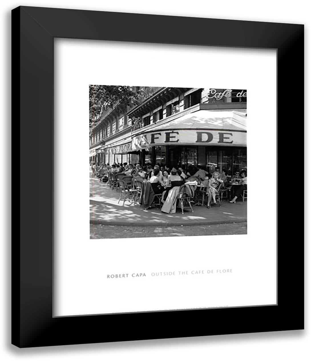 Outside the Cafe de Flore, St. Germaine des Pres, July, 1952 18x22 Black Modern Wood Framed Art Print Poster by Capa, Robert